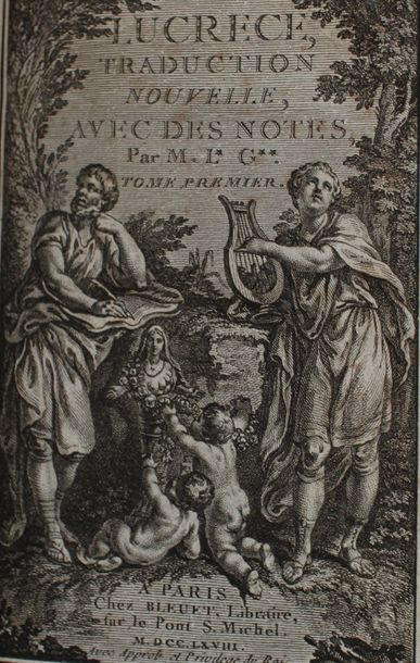 null LUCRECE : De la Nature des Choses. Paris, Bleuet, 1768 ; 2 vol. in-12, veau...