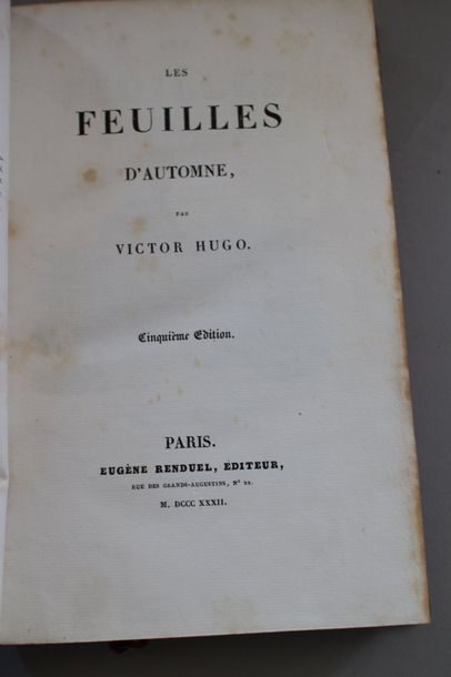 null HUGO (Victor) : Feuilles d’Automne. Paris, Renduel, 1831, 5ème édition ; in-8°,...