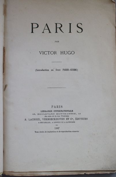 null HUGO (Victor) : Paris. Paris, 1867 ; 1ère édition