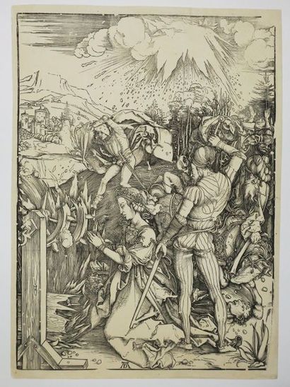 null DÜRER Albrecht (Nüremberg 1471 † 1528) - "Le Martyre de Sainte Catherine". Gravure...