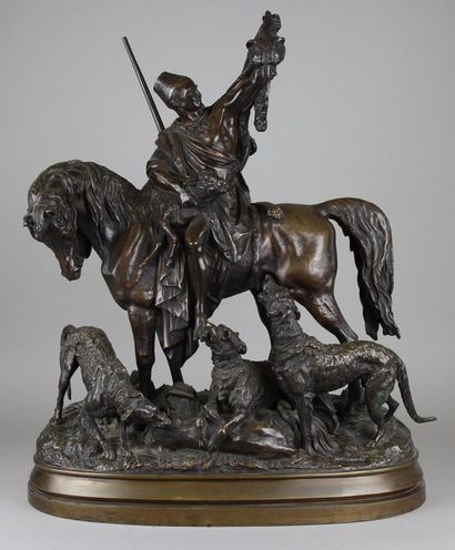 null Arthur WAAGEN (Act. 1869-1910) : « Le Chasseur kabyle ». Epreuve en bronze à...
