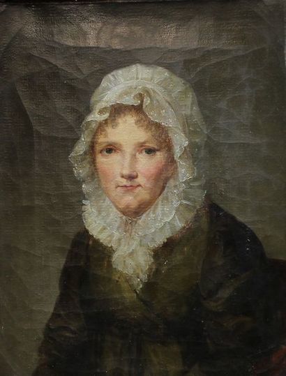 null BOILLY Louis Léopold, 1761-1845, entourage de, Jeune femme au bonnet de dentelle,...
