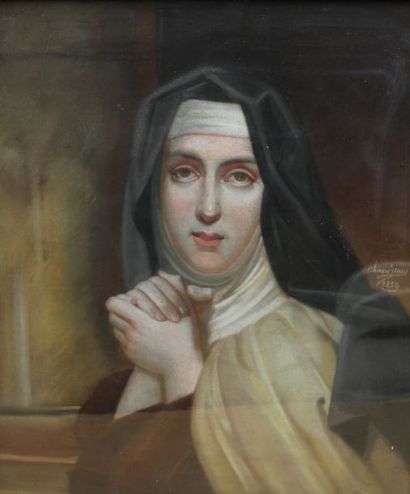 null GERARD François (1770-1837) (D’après) : « Sainte Thérèse d’Avila ». Pastel entoilé,...