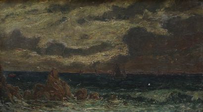 null Henry GERARD (1860-1925) : « Voiliers en bord de côtes à la nuit tombante »....