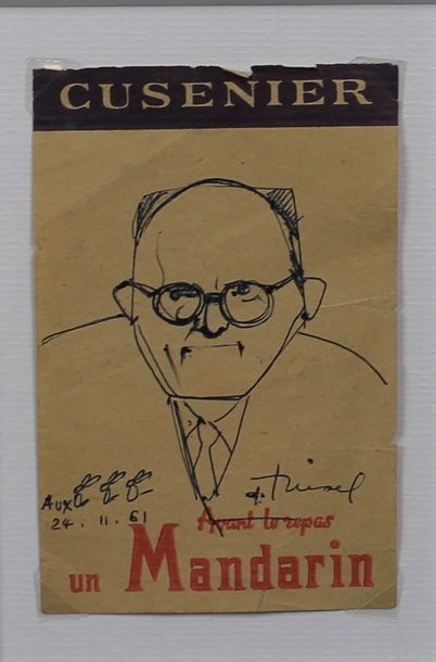 null Alfred TINSEL (Metz 1920-Seltz 1989) : « Portrait de Marcel Schwarz ». Dessin...