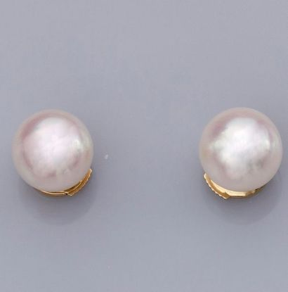 null Paire de boucles d'oreilles serties de perles de culture diamètre 8/8.5 mm,...