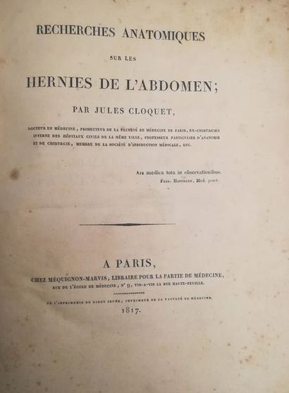null CLOQUET

Recherches anatomiques sur les hernies de l'abdomen

Paris, Méquignon-Marvis,...