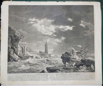 null VERNET Joseph (D'après) (Avignon 1714†Paris 1789) - "La tempête" & "Le calme"....