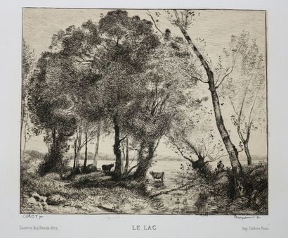null BRACQUEMOND Félix (Paris 1833 † 1914) - "Le lac". 1861. Gravure à l'eau-forte...
