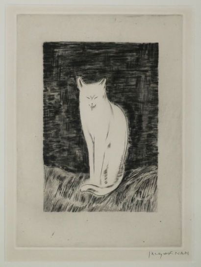 null NAM Jacques (Paris 1881 † 1974) - [Chat dormant debout, de face]. Pointe sèche...