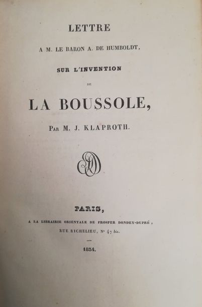 null KLAPROTH

Lettre à M. le baron A. de Humboldt sur l'invention de la boussole

Paris,...