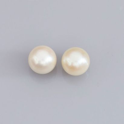   Paire de boucles d'oreilles serties de perles de culture diamètre 8/8.5 mm, Japon,...