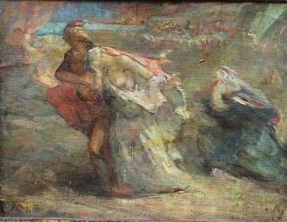 null CORMON Fernand, 1845-1924, Scène antique, esquisse à l'huile sur toile sans...