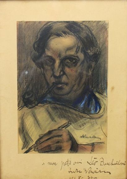 null Ecole expressionniste du XX-ème Siècle : « Portrait d’homme à l’écriture fumant...