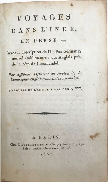 null [FRANCKLIN]. Voyages dans l'Inde, en Perse, etc., avec la description de l'île...