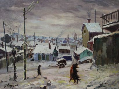 null Auguste CLERGE (1891-1963) : « Paris, la Zone sous la neige ». Huile sur toile...