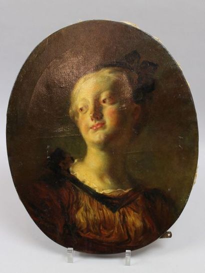 null FRAGONARD Jean-Honoré (Suite) (1732-1806) : « Portrait de jeune fille coiffée...
