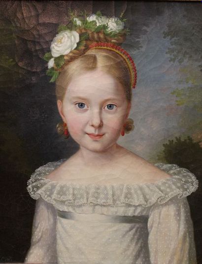 null Pierre Charles CIOR (Paris 1760-Id. ; 1840) : « Portrait de fillette aux yeux...