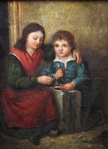 null AUZOU Pauline (Attribué à) (1775-1835) : « Le déjeuner de la grande sœur et...