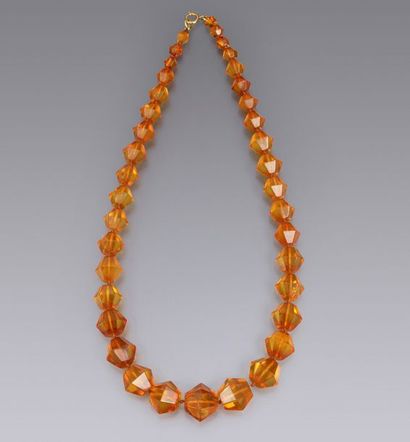 AMBRE Collier en ambre de la Baltique, perles facettées en chute couleur miel - 49...