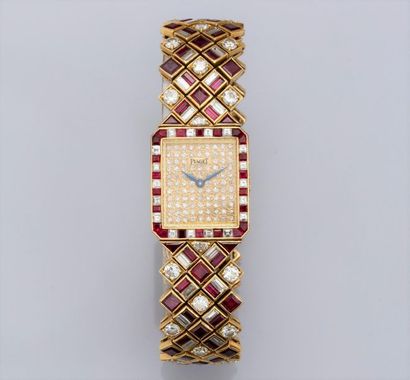 PIAGET PIAGET, importante montre bracelet de dame joaillerie, en or jaune 750°/00...