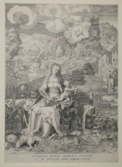 null DÜRER Albrecht (D'après) (Nüremberg 1471 † 1528) - "La Vierge et l'Enfant Jésus"....