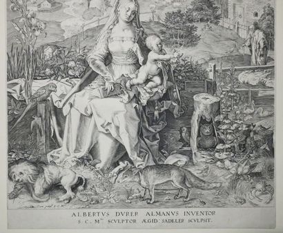null DÜRER Albrecht (D'après) (Nüremberg 1471 † 1528) - "La Vierge et l'Enfant Jésus"....