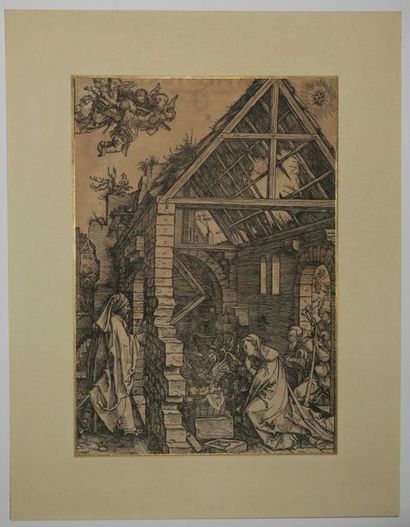 null DÜRER Albrecht (Nüremberg 1471 † 1528) - "La Nativité". Gravure sur bois originale....