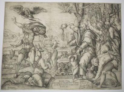null BEATRIZET Nicolas (Lunéville 1515 † c. 1570) - "Le Sacrifice d'Iphigénie". 1553....