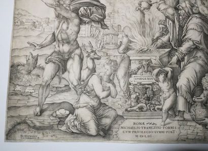 null BEATRIZET Nicolas (Lunéville 1515 † c. 1570) - "Le Sacrifice d'Iphigénie". 1553....