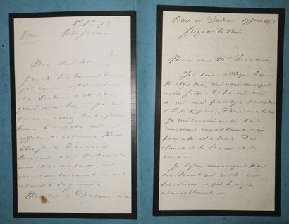 null MARINE - LETTRES AUTOGRAPHES - DUPARE Charles, CAPITAINE de vaisseau. DEUX LETTRES...