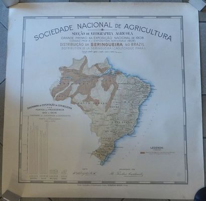 null BRESIL-CARTE D'AGRICULTURE DU BRESIL EN COULEURS - Sociedade Nacional de Agricultura,...