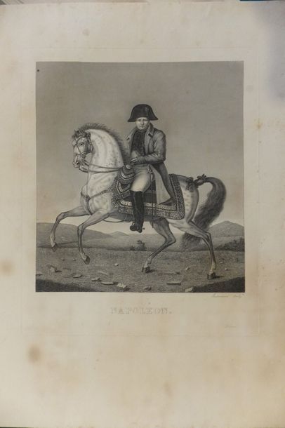 null NAPOLEON - Napoléon à cheval, gravé par Badoureau. Gravure. H.36,2xL.29cm. -...