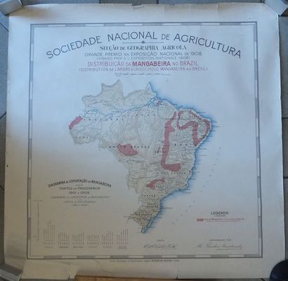 null BRESIL-CARTE D'AGRICULTURE DU BRESIL EN COULEURS - Sociedade Nacional de Agricultura,...