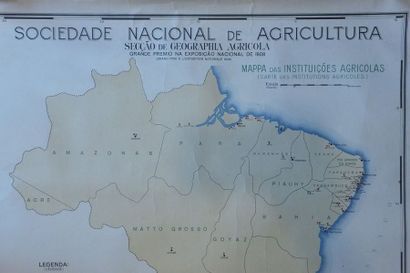 null BRESIL-CARTE D'AGRICULTURE DU BRESIL EN COULEURS - Sociedade Nacional de Agricultura,...