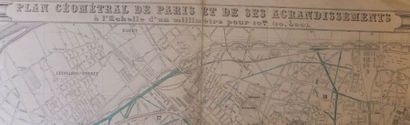 null PARIS (75) - PLAN GEOMETRAL DE PARIS ET DE SES AGRANDISSEMENTS, 1869, par Eugène...