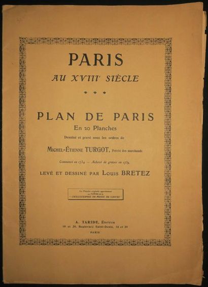null PARIS / TURGOT - "PARIS au XVIIIème siècle, PLAN DE PARIS en 20 planches dessiné...