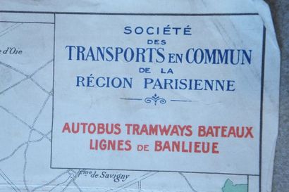 null PARIS (75) - CARTE DU RESEAU DE TRANSPORTS en couleurs Société des transports...