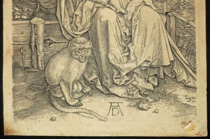 null DÜRER Albrecht (Nüremberg 1471 † 1528) - "La Vierge et l'Enfant au singe". c.1498....
