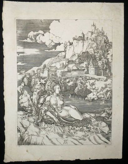 null DÜRER Albrecht (D'après) (Nüremberg 1471 † 1528) - "Le Monstre Marin". Gravé...