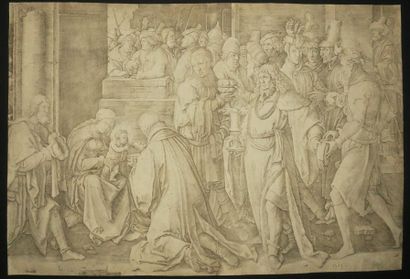 null LEYDEN Lucas van (Leyde 1494 † 1533) - "L'Adoration des Mages". 1513. Burin...