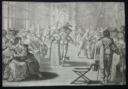 null BOSSE Abraham (Tours 1602 † Paris 1676) - "Le Bal". c.1634. Gravure originale...