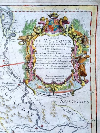 null RUSSIE - MOSCOU - "Carte de Moscovie" par Guillaume de l'Isle de l'Académie...