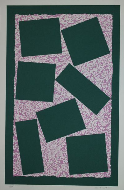 null ROUSSELOT Bruno. [rectangles verts] Lithographie en couleurs. 76 x 50. Epreuve...