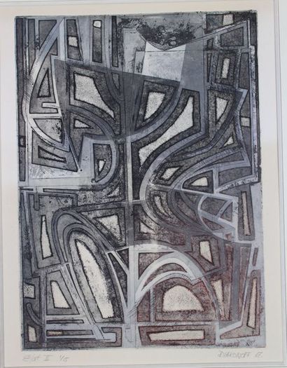 null Serge DIAKONOFF (né en 1933). [Composition abstraite]. 1967. Eau-forte et aquatinte...