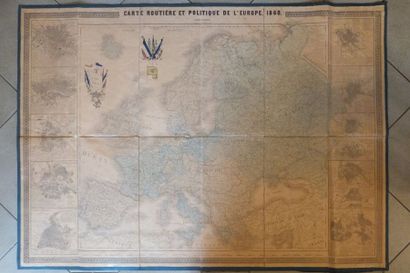 null EUROPE - CARTE ROUTIERE ET POLITIQUE DE L'EUROPE, 1860, par N. Maire Géographe,...