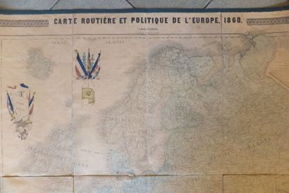 null EUROPE - CARTE ROUTIERE ET POLITIQUE DE L'EUROPE, 1860, par N. Maire Géographe,...