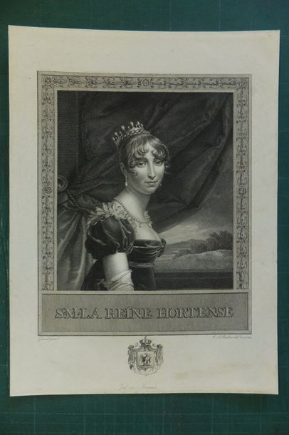 null NAPOLEON - S. M. La reine Hortense, portrait par Gérard, C. S. Pradier del,...