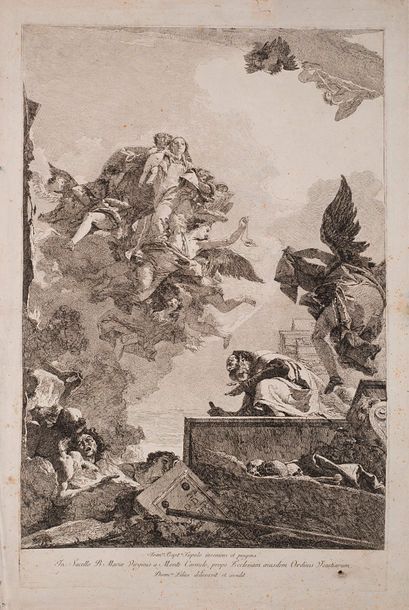 Giandomenico Tiepolo (Zianigo 1727 - Venezia 1804) Apparition of the Virgin to Saint... Gazette Drouot