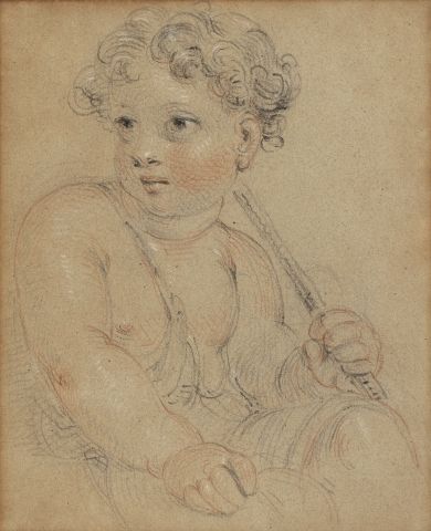  Ecole anglaise du XVIIIème siècle Portrait de Saint Jean Baptiste Trois crayons...